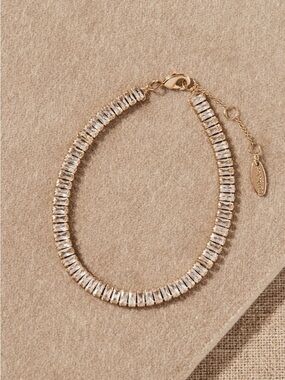 Anthropologie Gold and Clear Baguette Crystal Bracelet NWOT